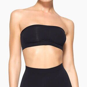 Skims Seamless Sculpt Bandeau Bra Top XS Black Strapless Removable Straps NWT